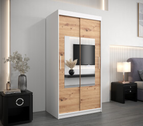 Šatní skříň Abi To Barva korpusu: Bílá, Rozměry: 100 cm, Dveře: Dub artisan