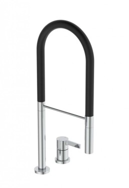 IDEAL STANDARD - Gusto Dřezová baterie s flexibilním ramenem a sprškou, 2-otvorová instalace, chrom/černá BD425AA