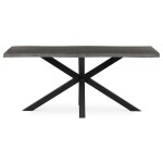 Stůl jídelní, 180x90x75 cm, MDF deska, dekor šedý dub, kovová noha ve tvaru hvězdy, černý lak