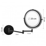 Erga Eda, LED osvětlené kosmetické zrcadlo na make-up ø20 cm, černá matná, ERG-YKA-CH.EDA-BLK