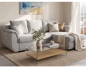 Rohová sedačka Sassari, světle šedá látka