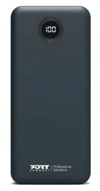 PORT CONNECT vestavěné USB-C kabely 10 000 mAh černá / Powerbanka / LCD displej / USB-C PD / USB-A QC (907006)