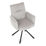 Židle jídelní, krémová manšestrová látka, 360° vratný mechanismus, černý kov