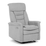 Polohovací křeslo s elektrickým ovládáním, potah stříbrná látka