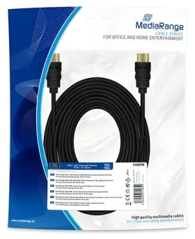 MediaRange HDMI 10 m černá / Kabel HDMI / HDMI 1.4 / 10,2 Gbit/s / Ethernet / pozlacené konektory (MRCS212)