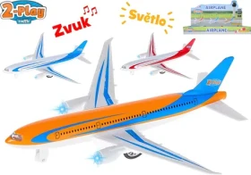 Kovové letadlo na zpětný chod se světlem a zvukem