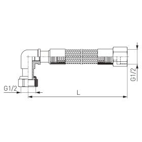 NOVASERVIS - Plynová připojovací hadice s kolínkem 1/2" MM-1,25m WGK1250