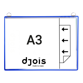 Djois rámeček s kapsou a dvěma očky, A3, otevřený bokem, modrý, 5 ks