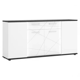 Komoda Venezia VENK02 4D2S bílý alpský/dub vicenza černá/mdf bílý L