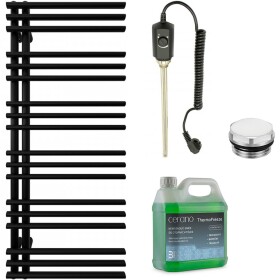 CERANO Koupelnový elektrický radiátorový set Burke - L/P - 600W - černá matná - 1200x500 mm