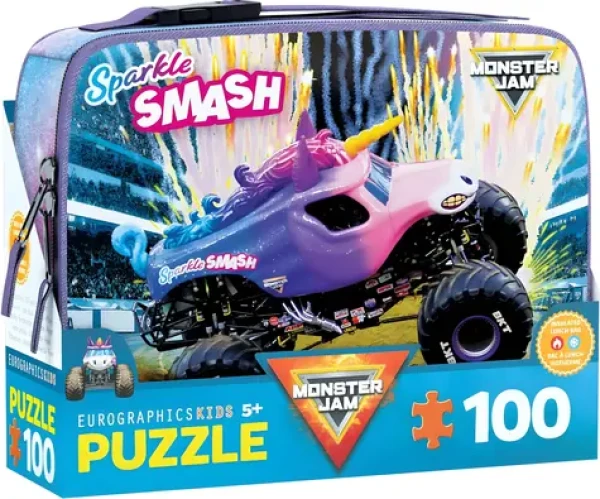 EUROGRAPHICS Puzzle Sparkle Smash Monster Jam ve svačinovém boxu