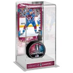 Fanatics Vitrína na puk Colorado Avalanche 2022 Stanley Cup Champions Gabriel Landeskog Logo Deluxe Tall Hockey Puck Case