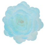Dekorace oplatková - Růže velká 55 mm, sv. modrá 15 ks