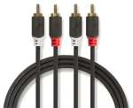 Nedis 2x RCA - 2x RCA stereo audio kabel antracitová / Kabel / pozlacené konektory / 2 m (CABP24200AT20)