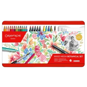 Caran d'Ache, 3000.123, Mixed media Botanical set Julie Thomas, sada pomůcek pro akvarel a kaligrafii, 35 ks