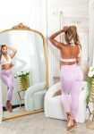 Sexy džíny s vysokým pasem "lila" s knoflíkovými detaily lilac 42