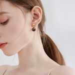 Náušnice s 12 mm tygřím okem Rhianna - stříbrné zapínání, Hnědá