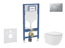 GEBERIT - Duofix Set předstěnové instalace, kompaktního klozetu Oudee Vortex a sedátka softclose, tlačítko Sigma01, lakovaný matný chrom SANI11CA1143B