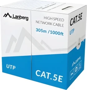 Lanberg UTP kabel Cat5e 305m drát modrý / Síťový kabel / CCA / 100 MHz / AWG24 (LCU5-10CC-0305-B)
