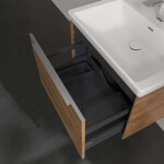 VILLEROY & BOCH - Subway 3.0 Umyvadlová skříňka, 62x43x48 cm, 1 zásuvka, Oak Kansas/lesklý hliník C57500RH