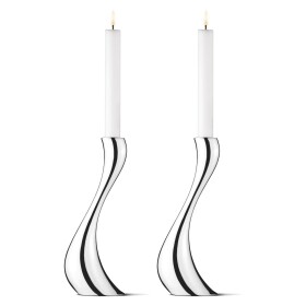 Georg Jensen Svícen Cobra Mirror 24 cm – set 2 ks, stříbrná barva