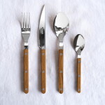 SABRE PARIS 4-dílná sada příborů Bistrot Brillant – Teak, přírodní barva, kov