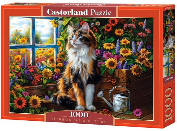 Puzzle Castorland 1000 dílků - Blooming Cat Meditation