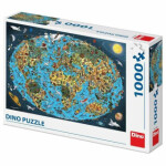 Puzzle Kreslená mapa světa 1000 dílků - Dino