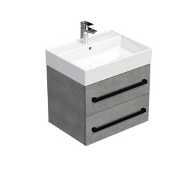 Koupelnová skříňka s černou úchytkou a umyvadlem SAT Cube Way 60x53x46 cm beton mat CUBE46C603BESAT CUBE46C603BESAT
