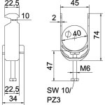 OBO Bettermann 6479308 U-stojina (d x š x v) 6 m x 70.00 mm x 50.00 mm 1 ks šedá