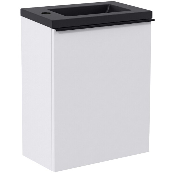 CERANO - Umyvadlová skříňka pro WC Zola - bílá matná + umyvadlo z lit. mramoru - černá matná - 40x55x23,5 CER-999995
