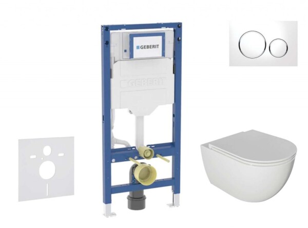 GEBERIT - Duofix Set předstěnové instalace, klozetu Oudee a sedátka softclose, tlačítko Sigma20, bílá/chrom SANI11CA3114B