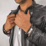 Pánský náramek Fernando Gold - 8 mm lávový kámen, Černá 19 cm