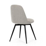 Židle jídelní, krémová látka, 360° otočný mechanismus, černý matný lak, kovové nohy