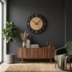 DumDekorace NORDIC OAK , 75 cm dubové nástěnné hodiny s tichým mechanismem