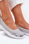 Kožené perforované baleríny Vinceza 95323 šedé 37