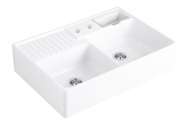 VILLEROY & BOCH - Keramický dřez Double-bowl sink White alpin modulový 895 x 630 x 220 bez excentru 632391R1HL12