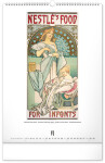 Nástěnný kalendář 2026 NOTIQUE - Alfons Mucha, 33 x 46 cm