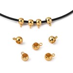 Korálek z nerezové oceli s širokým průvlekem - korálek s očkem - zlatý - 9 x 5 mm - 1 ks