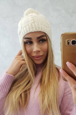 Čepice s fleecem Stefania K278 ecru UNI