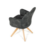 Židle jídelní, otočný mechanismus 360°, taštičkové pružiny v sedáku, tmavě zelená látka, noha masiv dub