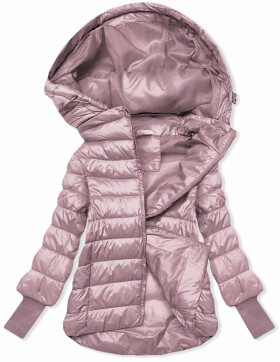 Krátká růžová dámská bunda s úpletovými stahovacími lemy (P22/P3-6636/P3-6023-52) odstíny růžové 52