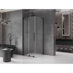 MEXEN/S - Velar L sprchový kout, posuvné dveře 100 x 100, dekor, černá 871-100-100-33-70