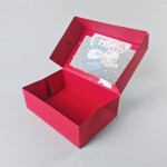 Dortisimo Vánoční dárková krabice červená s okénkem Sněhuláci (22,3 x 15,1 x 7,1 cm)