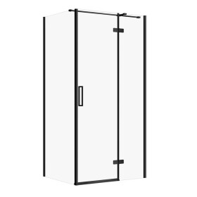 CERSANIT - Sprchový kout JOTA s panty, černý, 100x80x195, pravý, čiré sklo S160-033