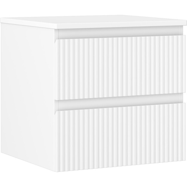 MEXEN/S - Rivel koupelnová skříňka pod umyvadlo 50 cm s deskou, 2 zásuvky, reliéf , bílá mat 91A20-05047-2-BFFC01