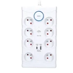 Solight PO80 přepěťová ochrana bílá / 370J / 8 zásuvek / 2m (8592718017668)