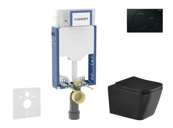 GEBERIT - Kombifix Set předstěnové instalace, klozetu Arkas I a sedátka softclose, tlačítko Sigma01, černá SANI15CA5509