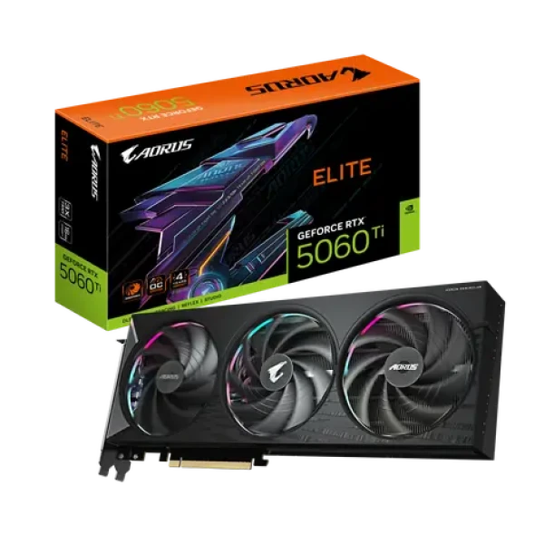 GIGABYTE AORUS GeForce RTX 5060 Ti ELITE 16GB / 2572MHz / 16GB GDDR7 / 128-bit / 1x HDMI + 3x DP / 650W (8) (GV-N506TAORUS E-16GD)