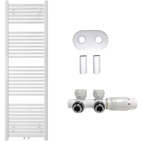 CERANO Koupelnový radiátorový set Lincoln - ústřední vytápění - středové připojení 50 mm - 484W - bílá lesklá - 1600x500 mm